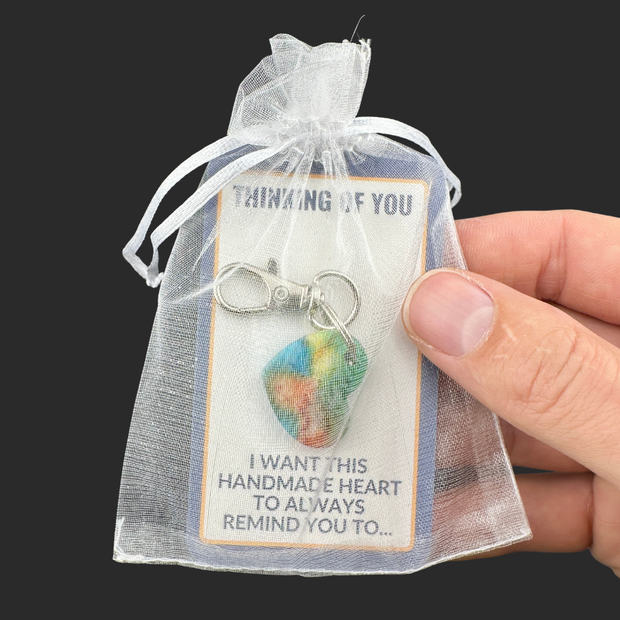 Rainbow-dyed White Lace Agate Keychain