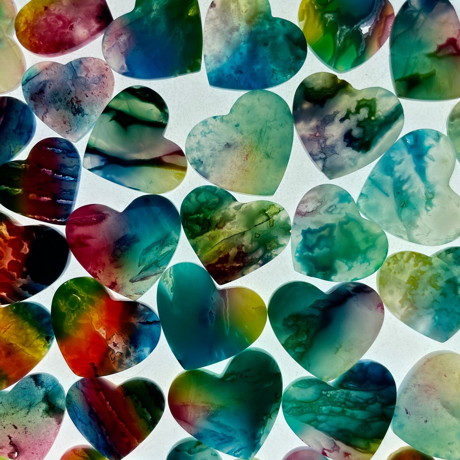 Rainbow-dyed White Lace Agate