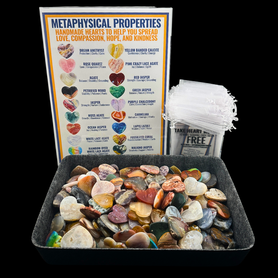 Felt Tray Heart Rocks Display