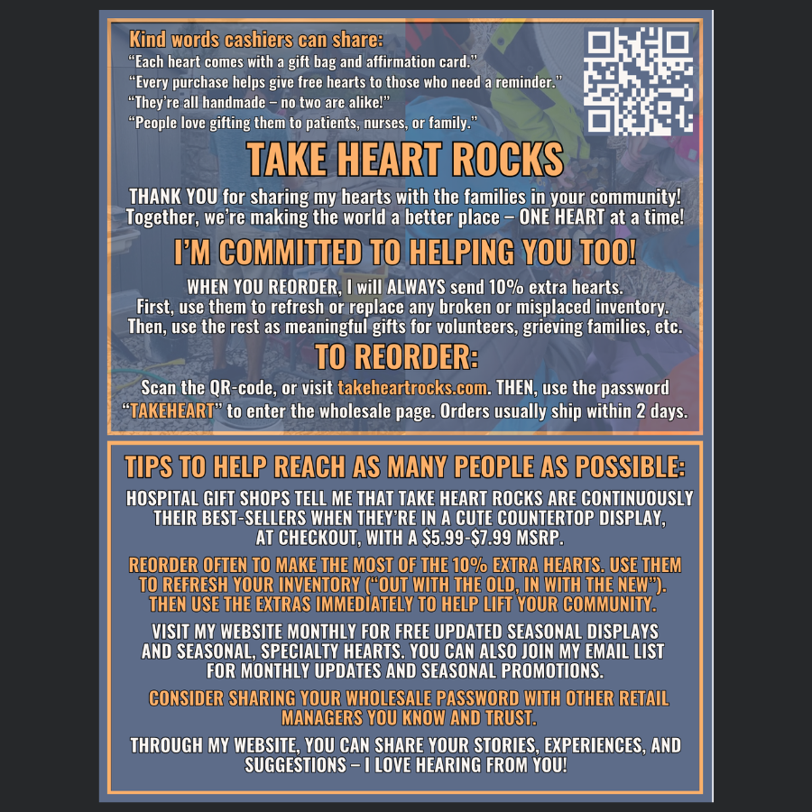 Sign: Take Heart Rocks Message