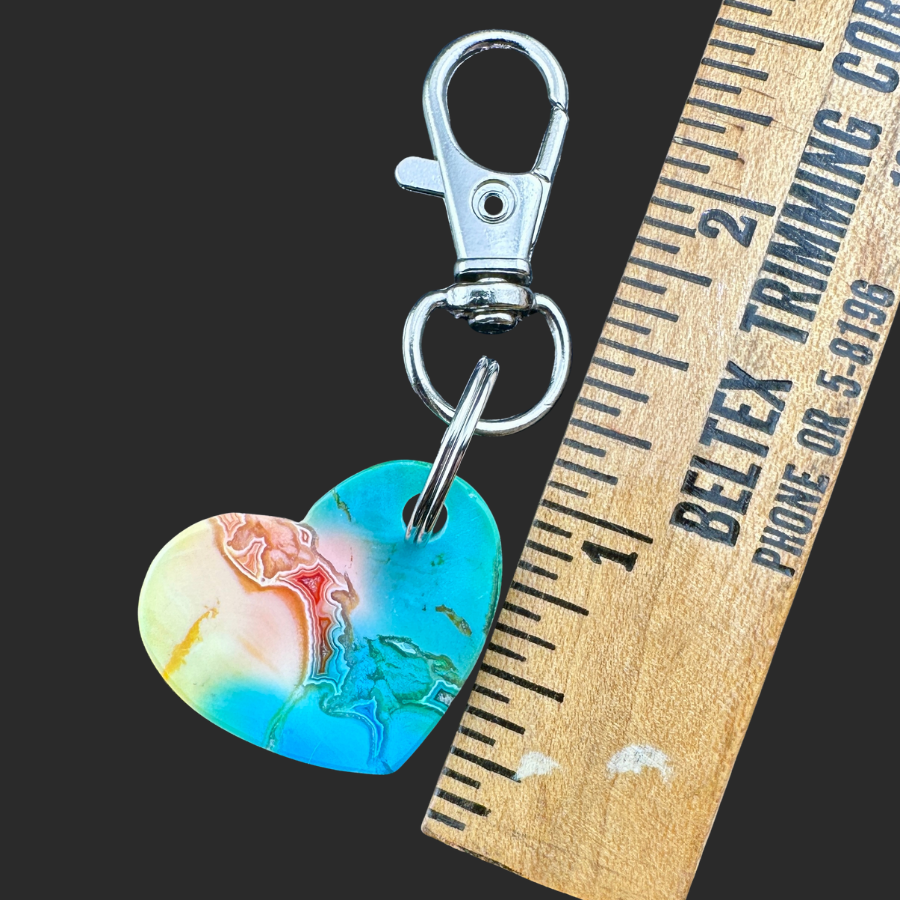 Rainbow-dyed White Lace Agate Keychain