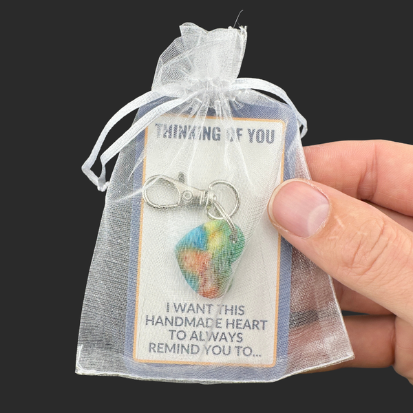 Rainbow-dyed White Lace Agate Keychain